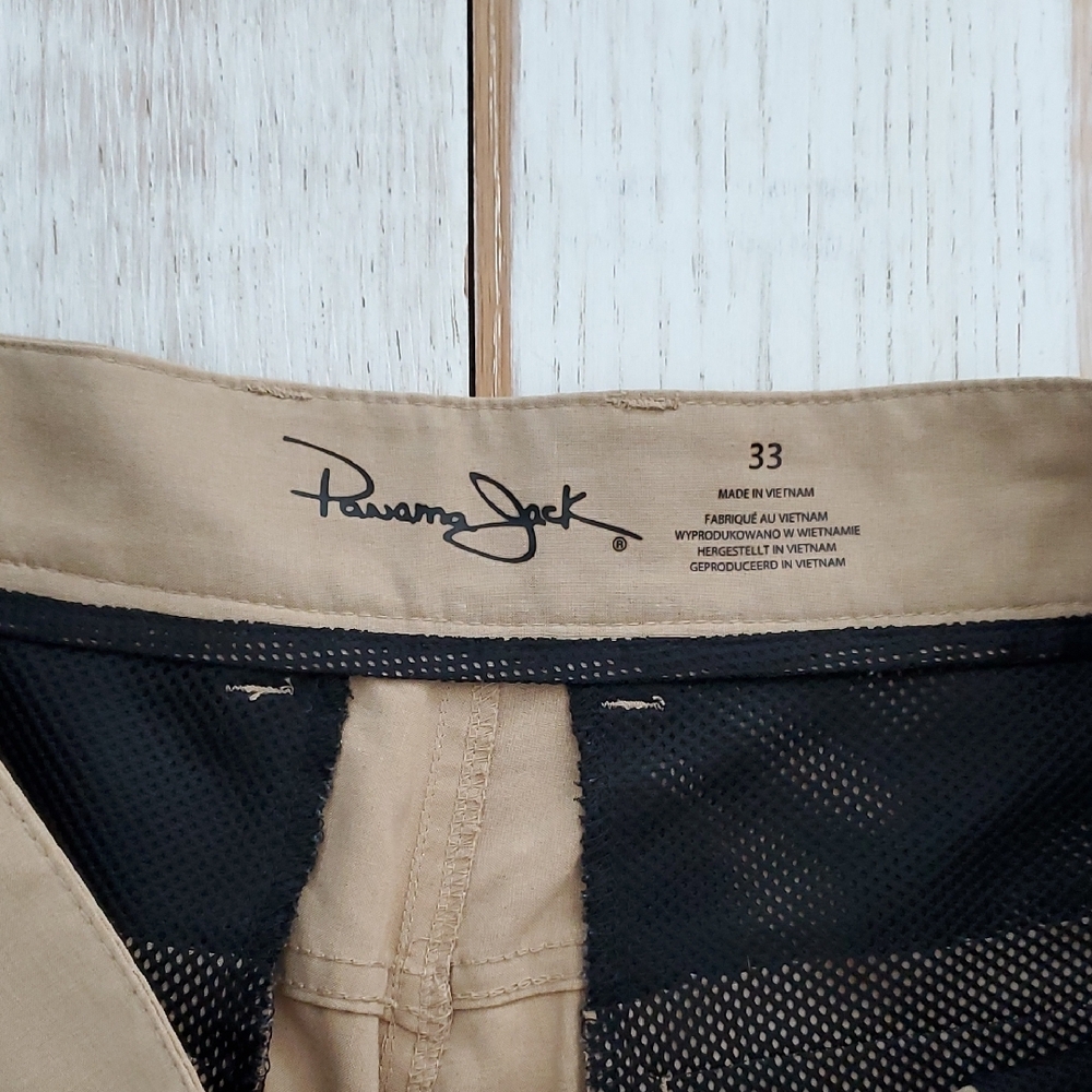 Panama Jack Men's Cargo Shorts in Tan - Picture 2 of 3
